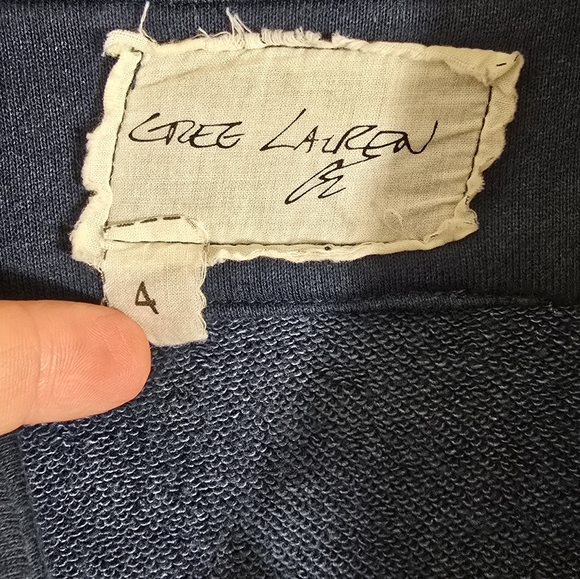 Greg Lauren Distressed Fleece Track Slim Lounge Denim Pant Jacket - Picture 3 of 6